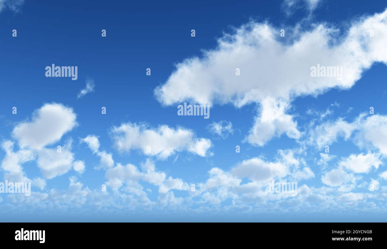 Blue sky background with fluffy white clouds Stock Photo - Alamy