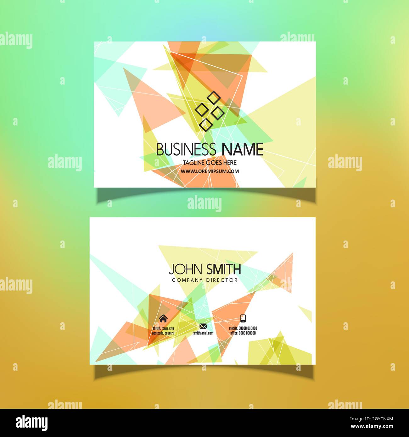 Business card template with a low poly design Stock Photo - Alamy