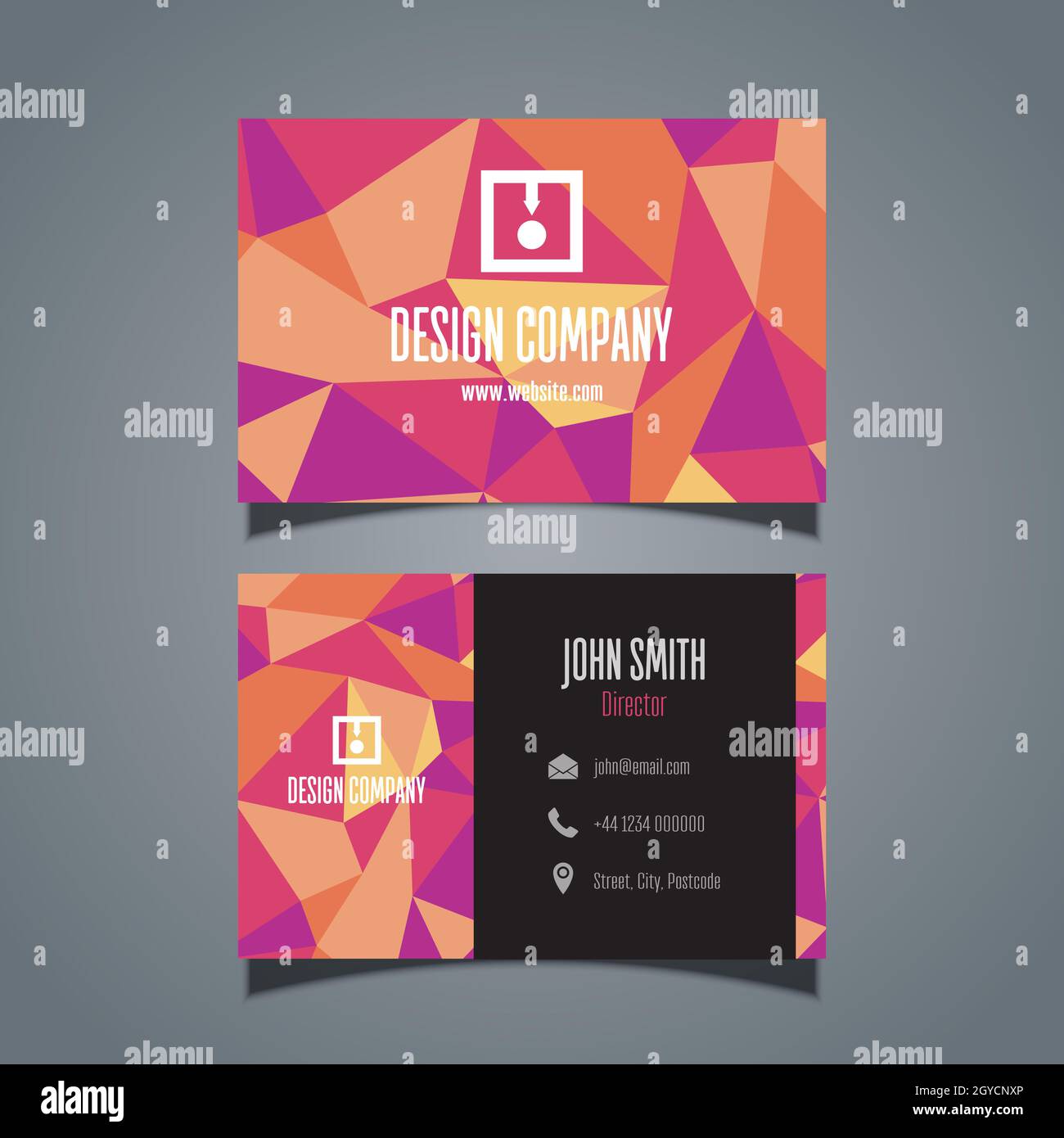Business card template with a low poly design Stock Photo - Alamy