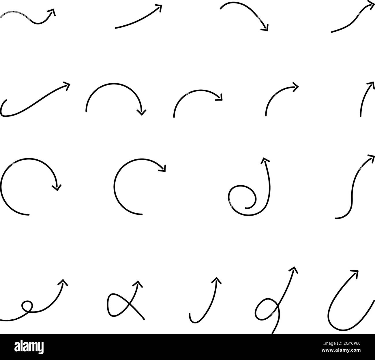 Set of black curved arrows vector stock illustration Stock Vector Image