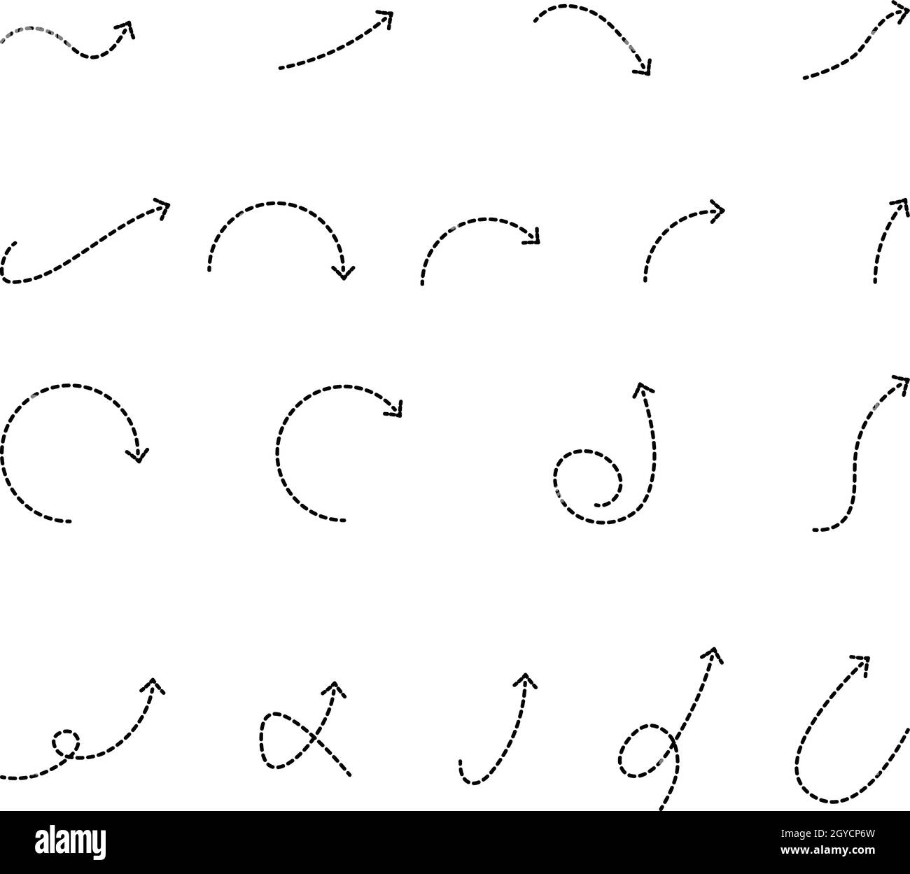 Set of black striped curved arrows vector stock illustration Stock Vector