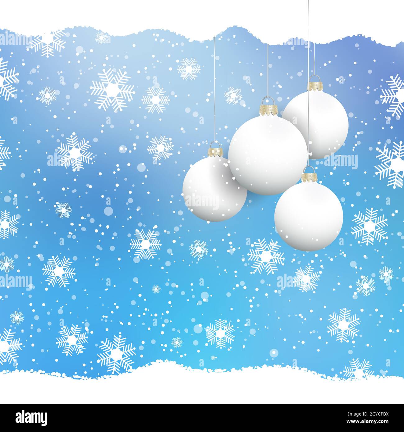 Christmas baubles on a snowflake background Stock Photo - Alamy