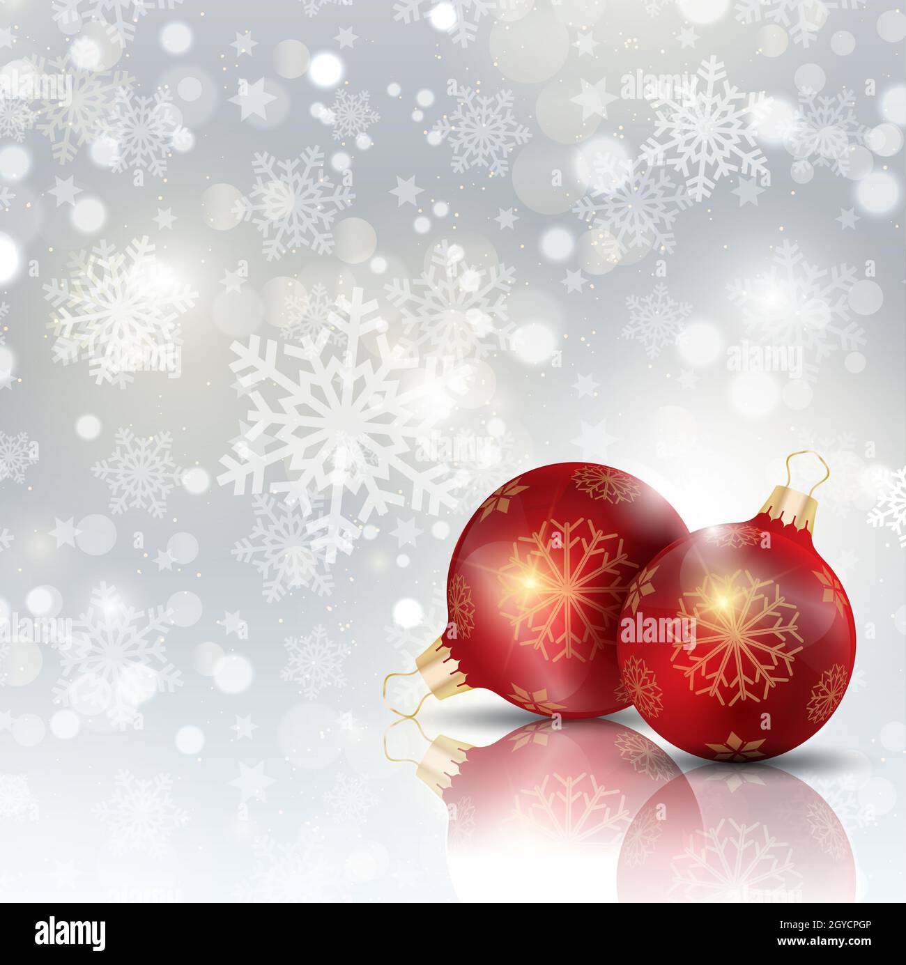 Christmas baubles on a snowflake and stars design Stock Photo - Alamy
