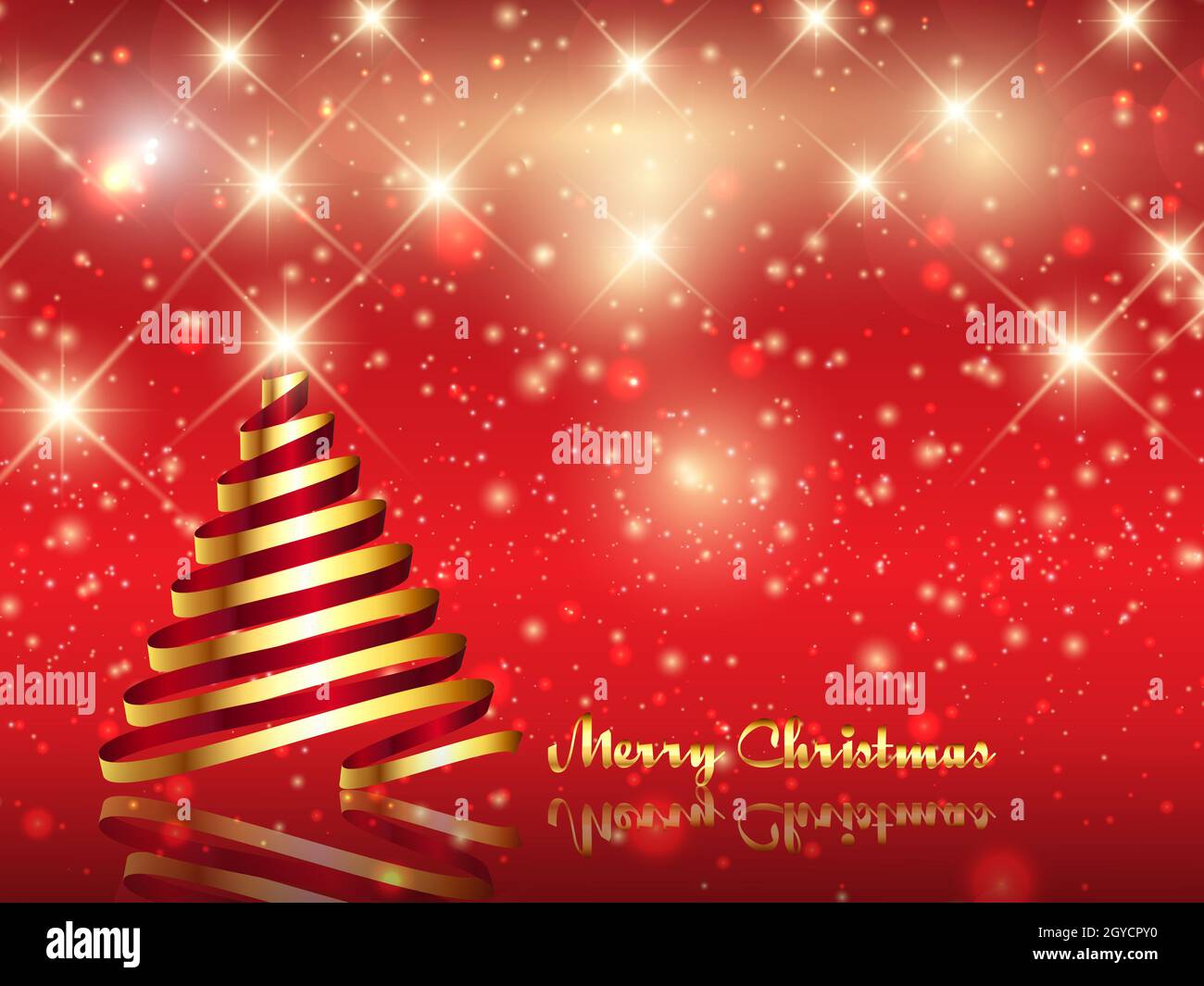 Christmas background with gold ribbon tree Stock Photo - Alamy
