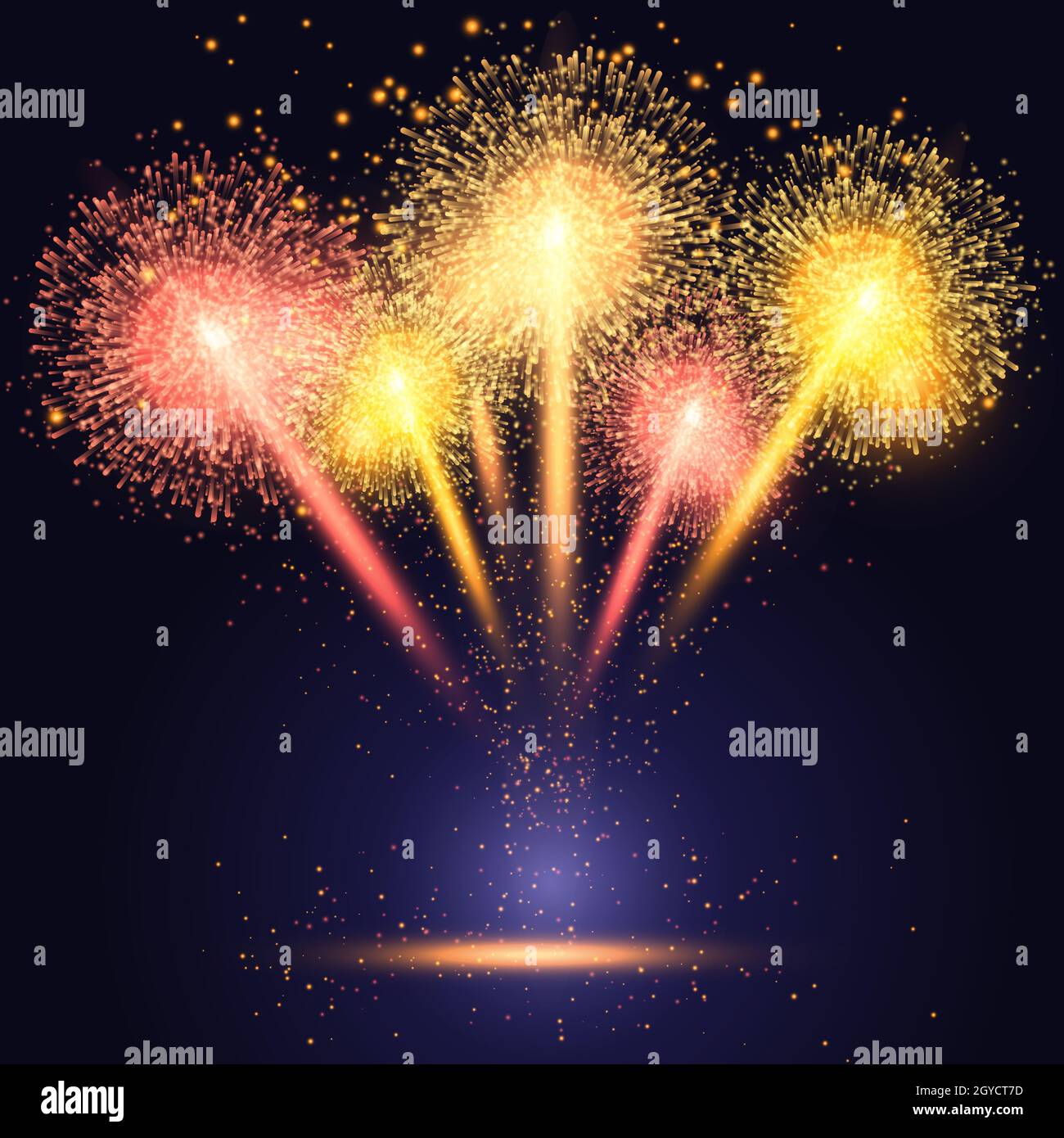 Celebration background with colourful fireworks Stock Photo