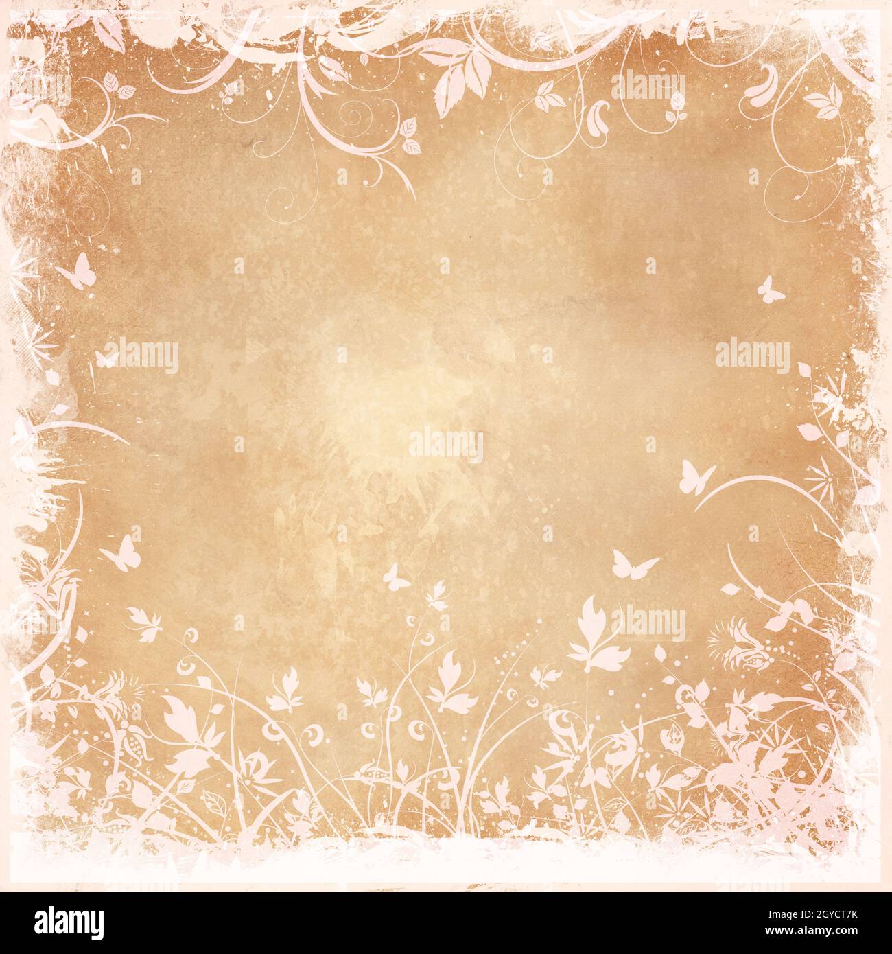 Decorative floral grunge background with butterflies Stock Photo - Alamy