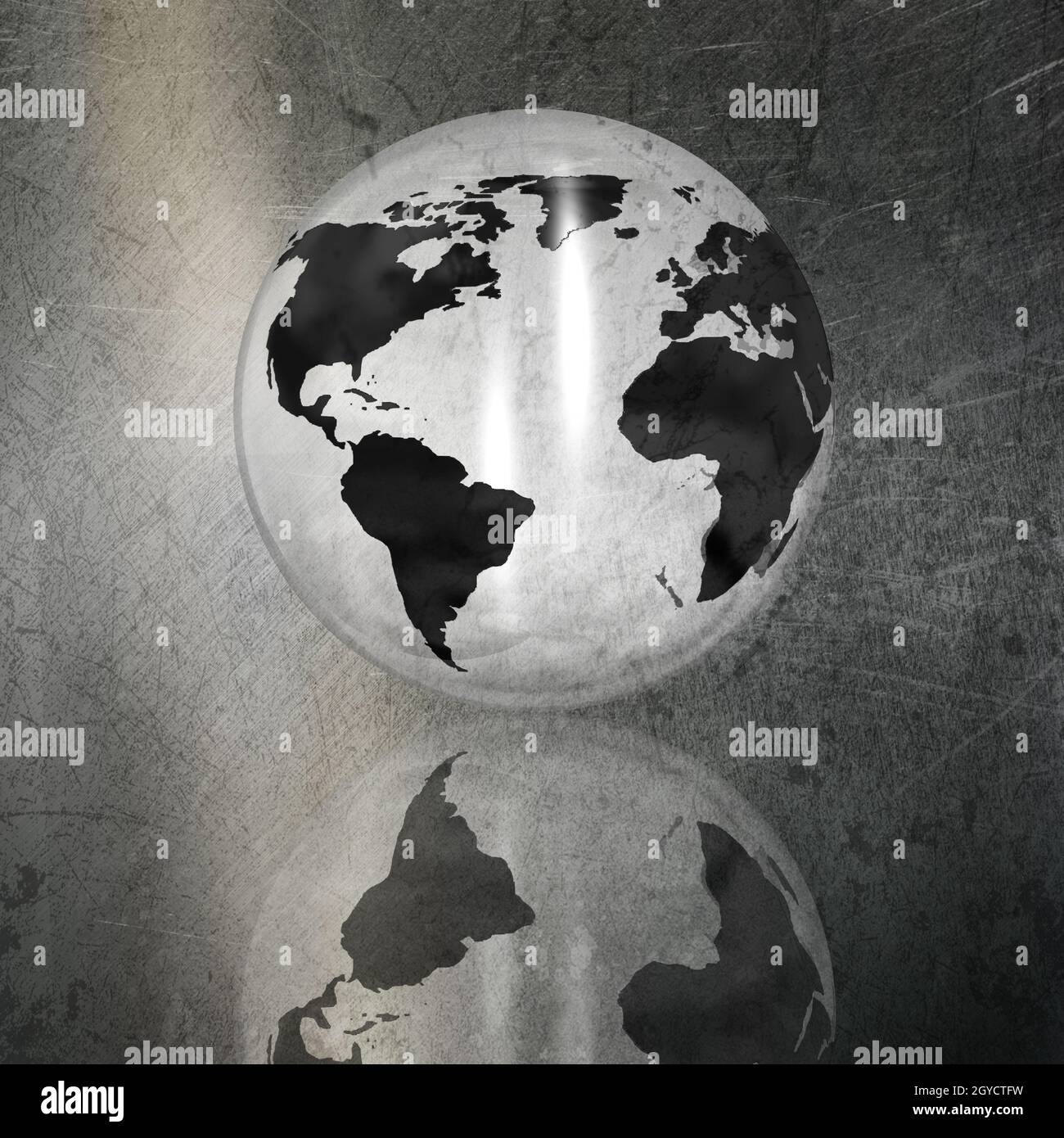 Grunge metallic background with a 3D globe Stock Photo - Alamy