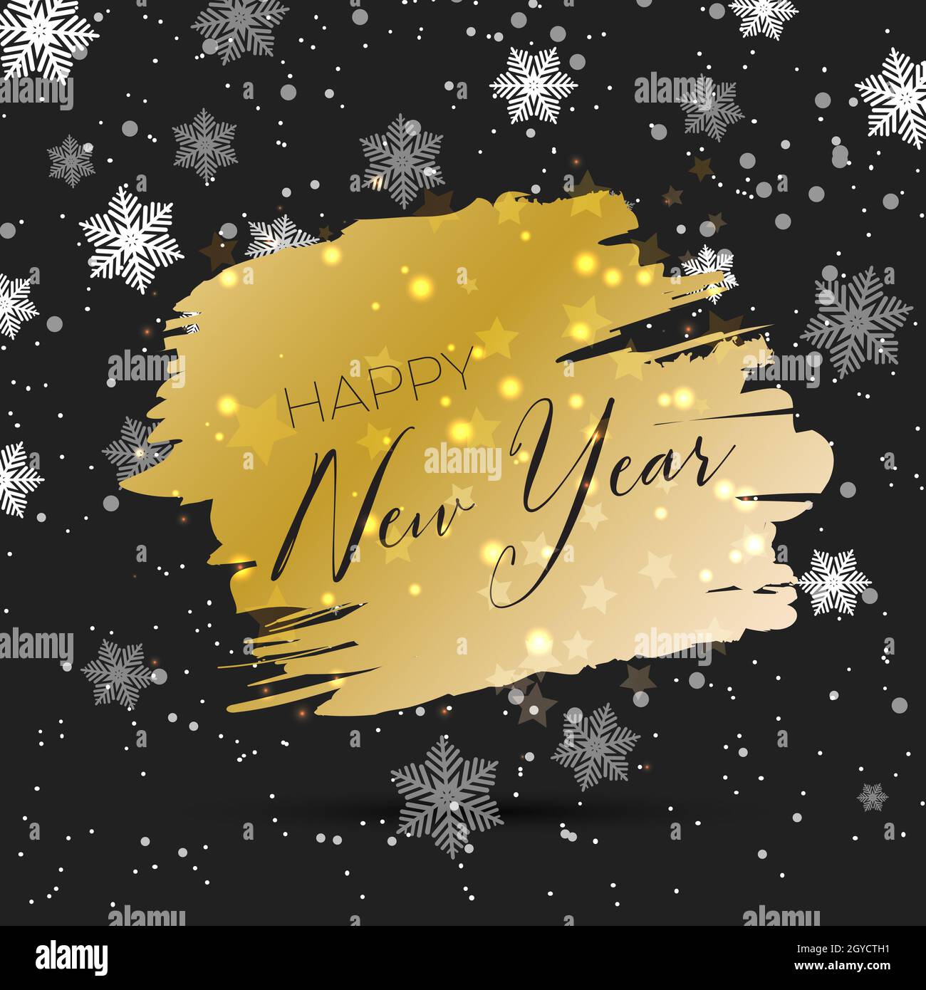 Decorative gold and black Happy New Year background Stock Photo - Alamy