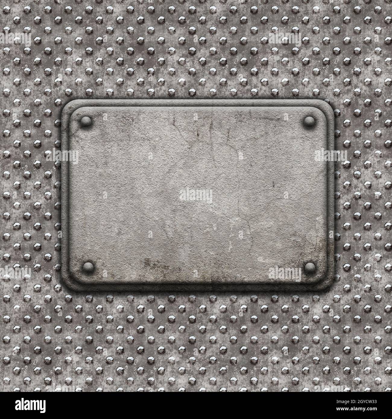 Grunge style background with metal rivets and stone plaque Stock Photo ...
