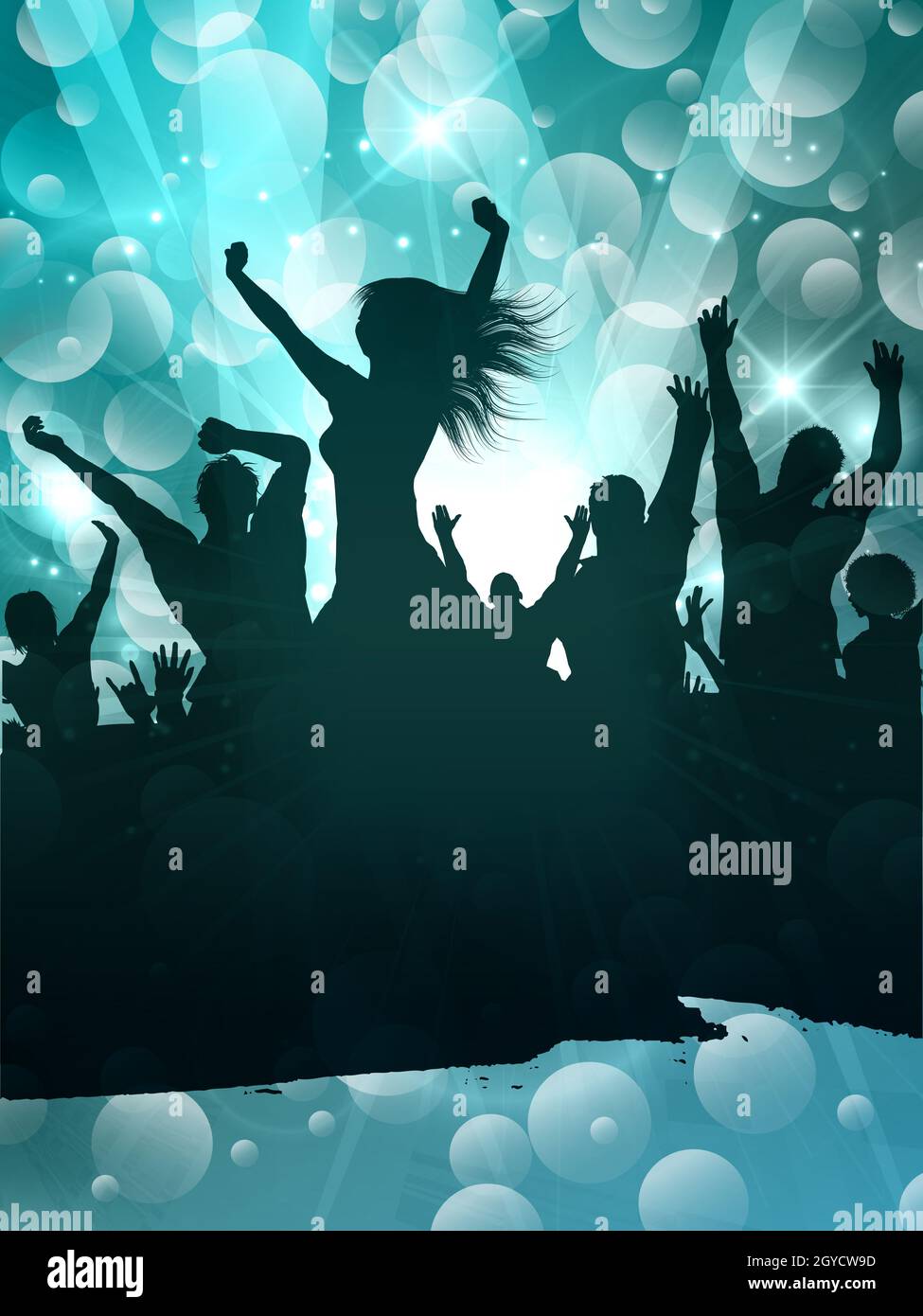 Grunge silhouette of a party crowd on an abstract background Stock Photo