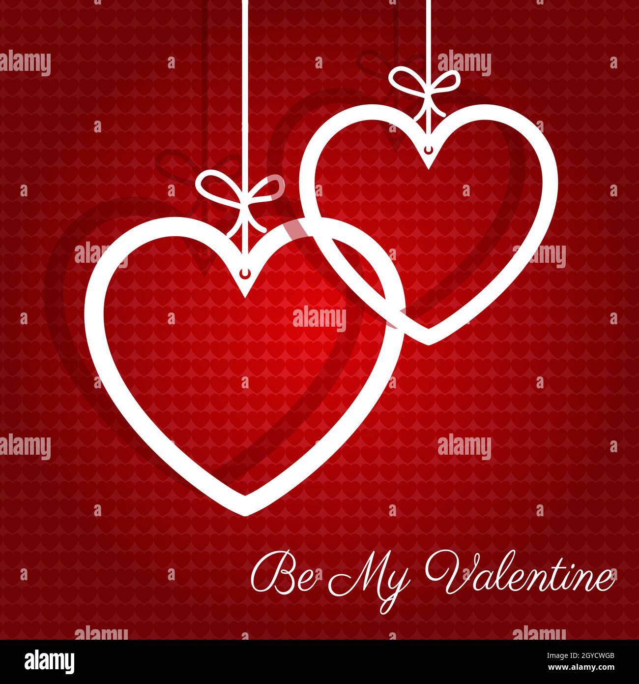 Decorative Valentines Day background with hanging hearts Stock Photo ...
