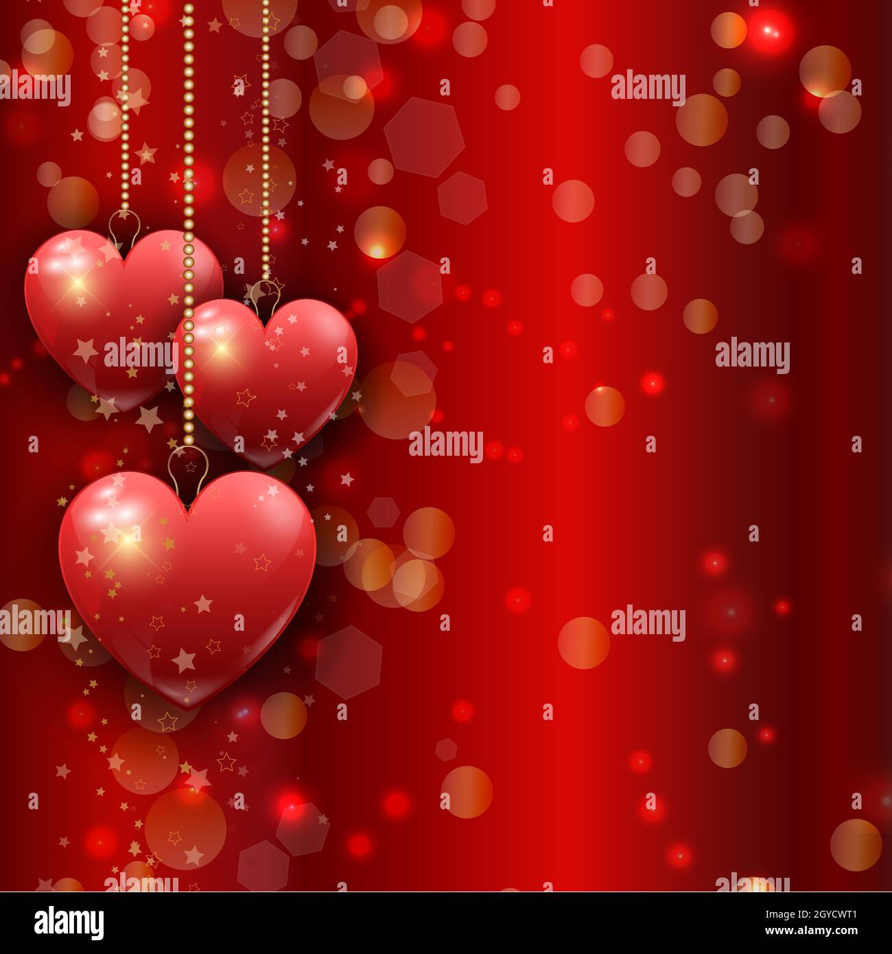 Valentines Day background with hanging hearts Stock Photo - Alamy