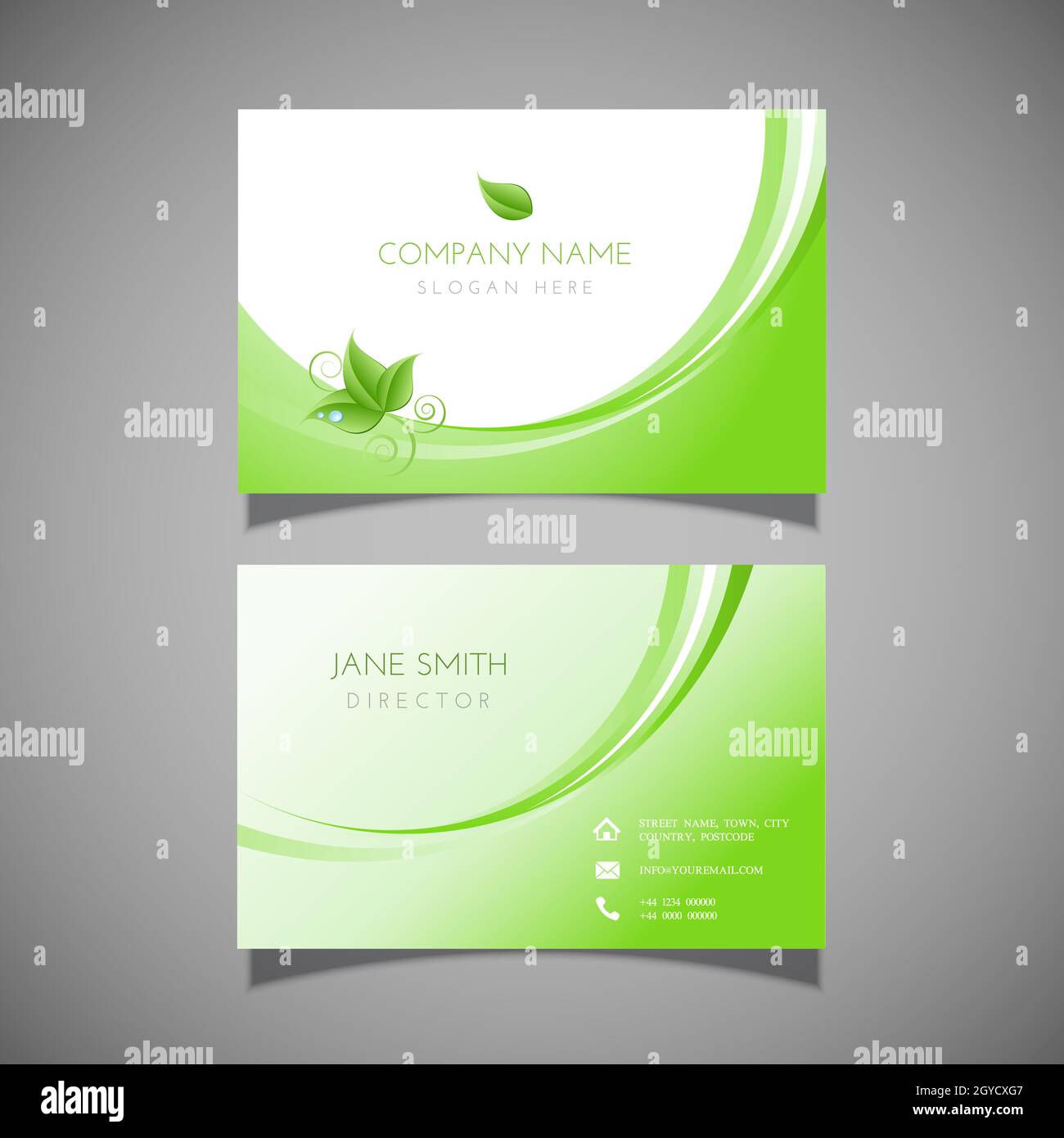 Business card with leaf design - ideal for health spa or beauty salon Stock Photo