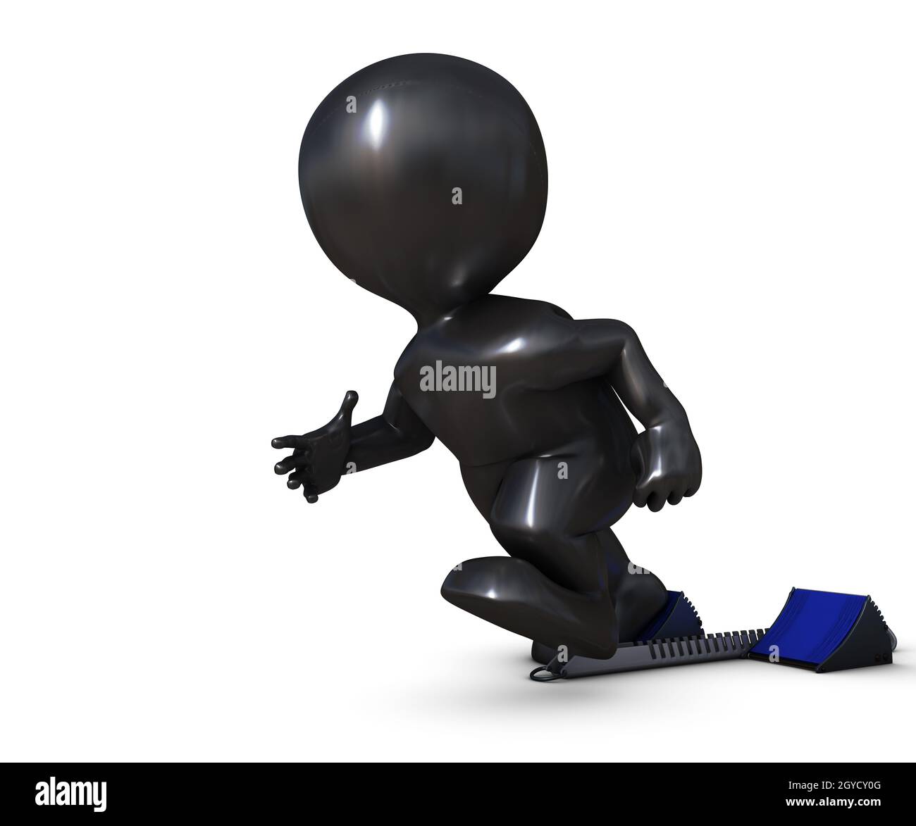 3D Render of Morph Man on starting blocks Stock Photo Alamy