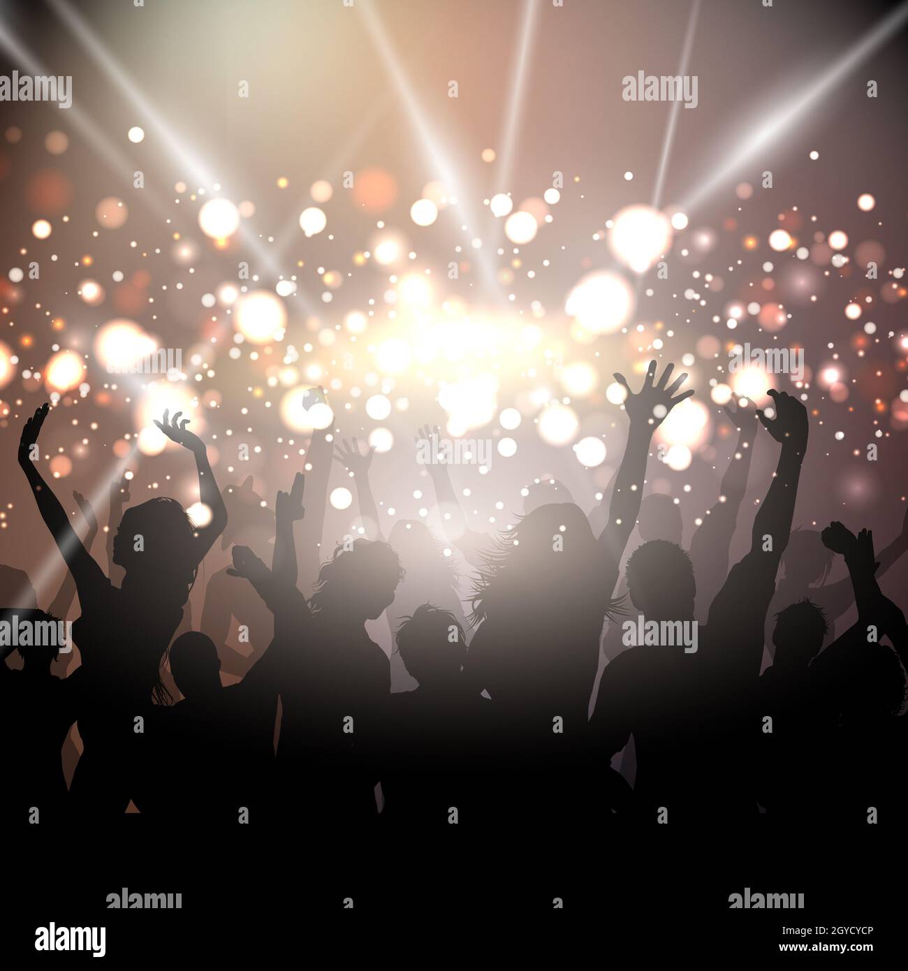 Silhouettes of people dancing on a bokeh lights background Stock Photo ...