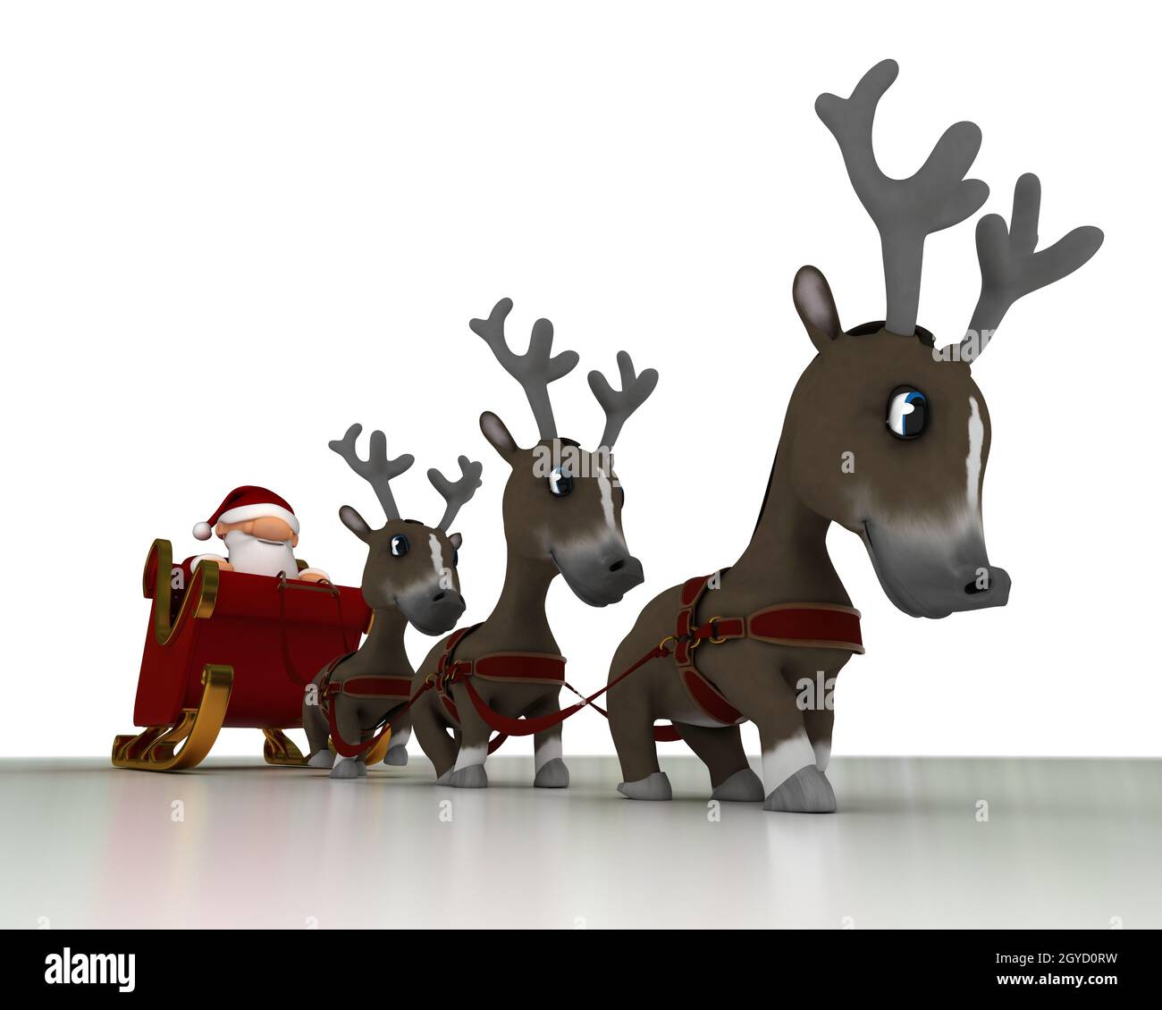 3d render of a santa and reindeer Stock Photo - Alamy