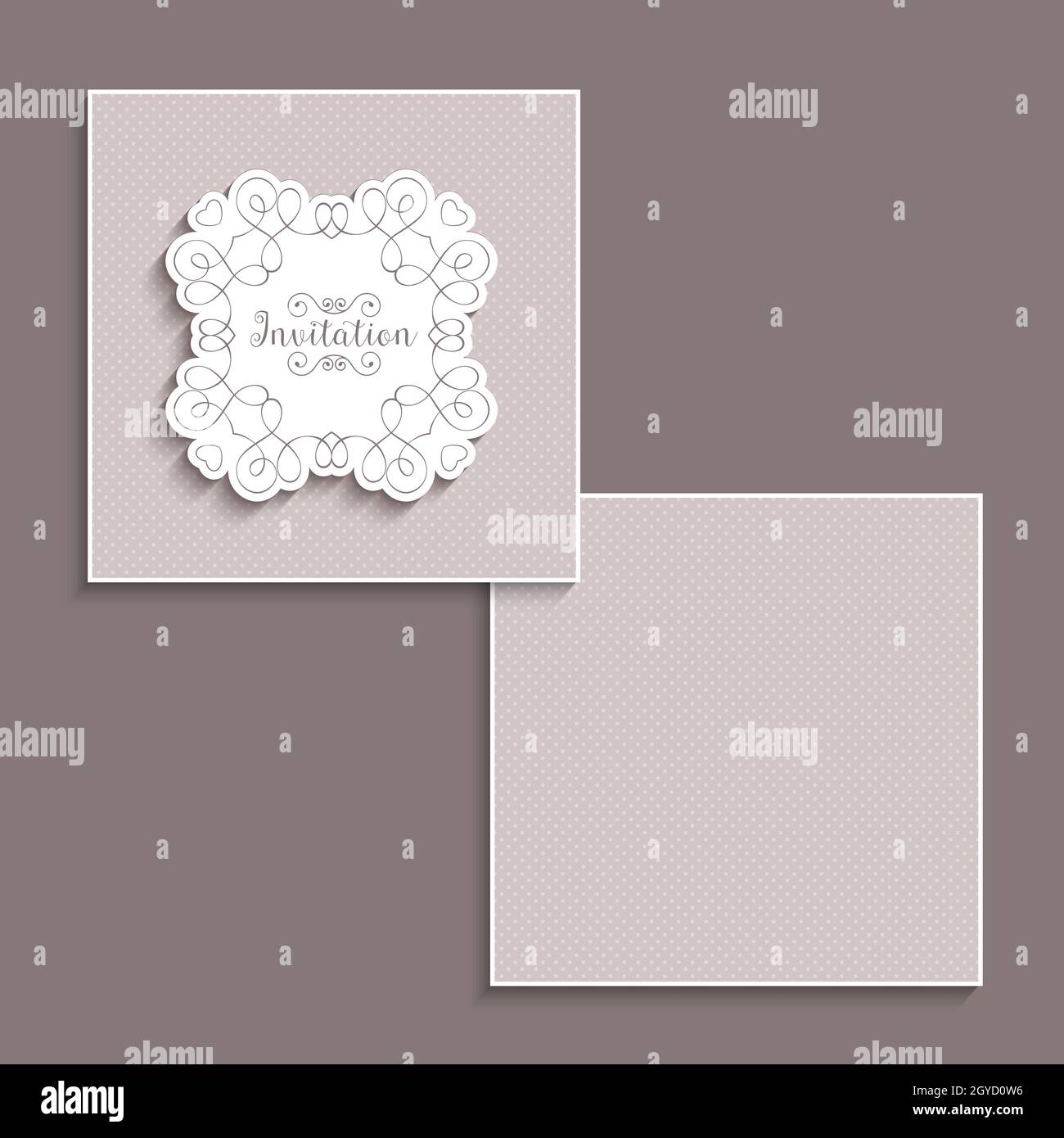 Decorative invitation design front and back Stock Photo - Alamy
