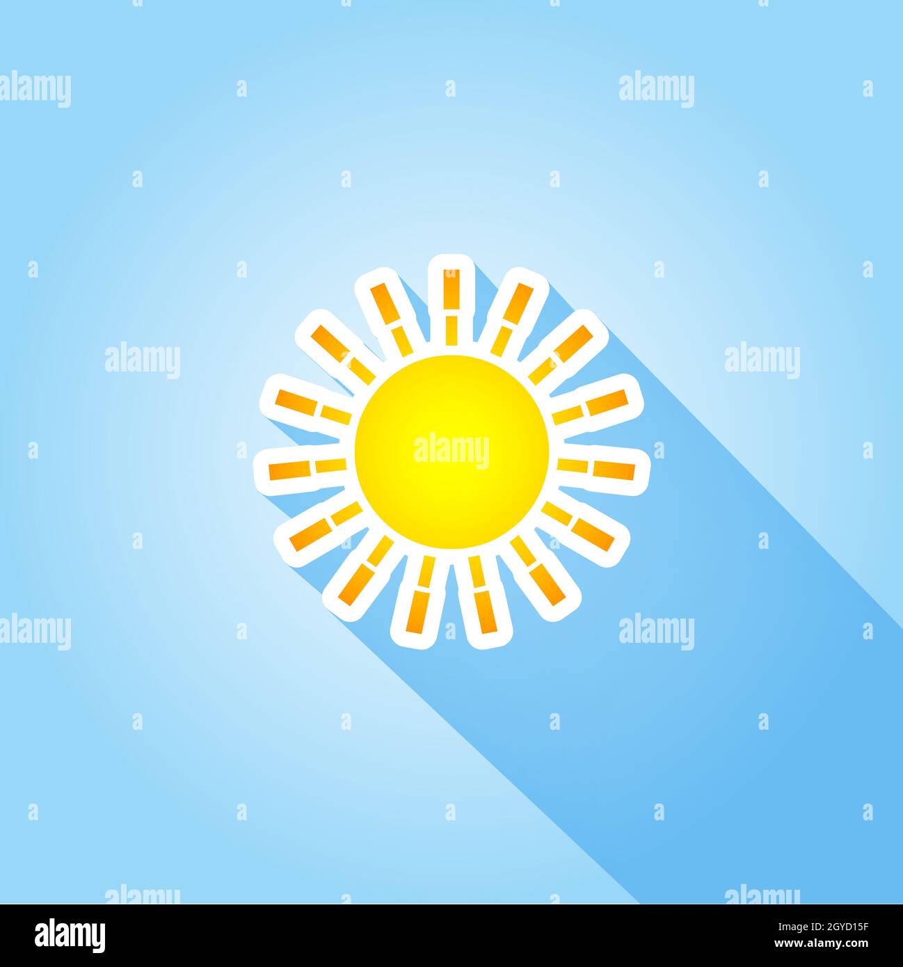 Simplistic summer background with sun design Stock Photo