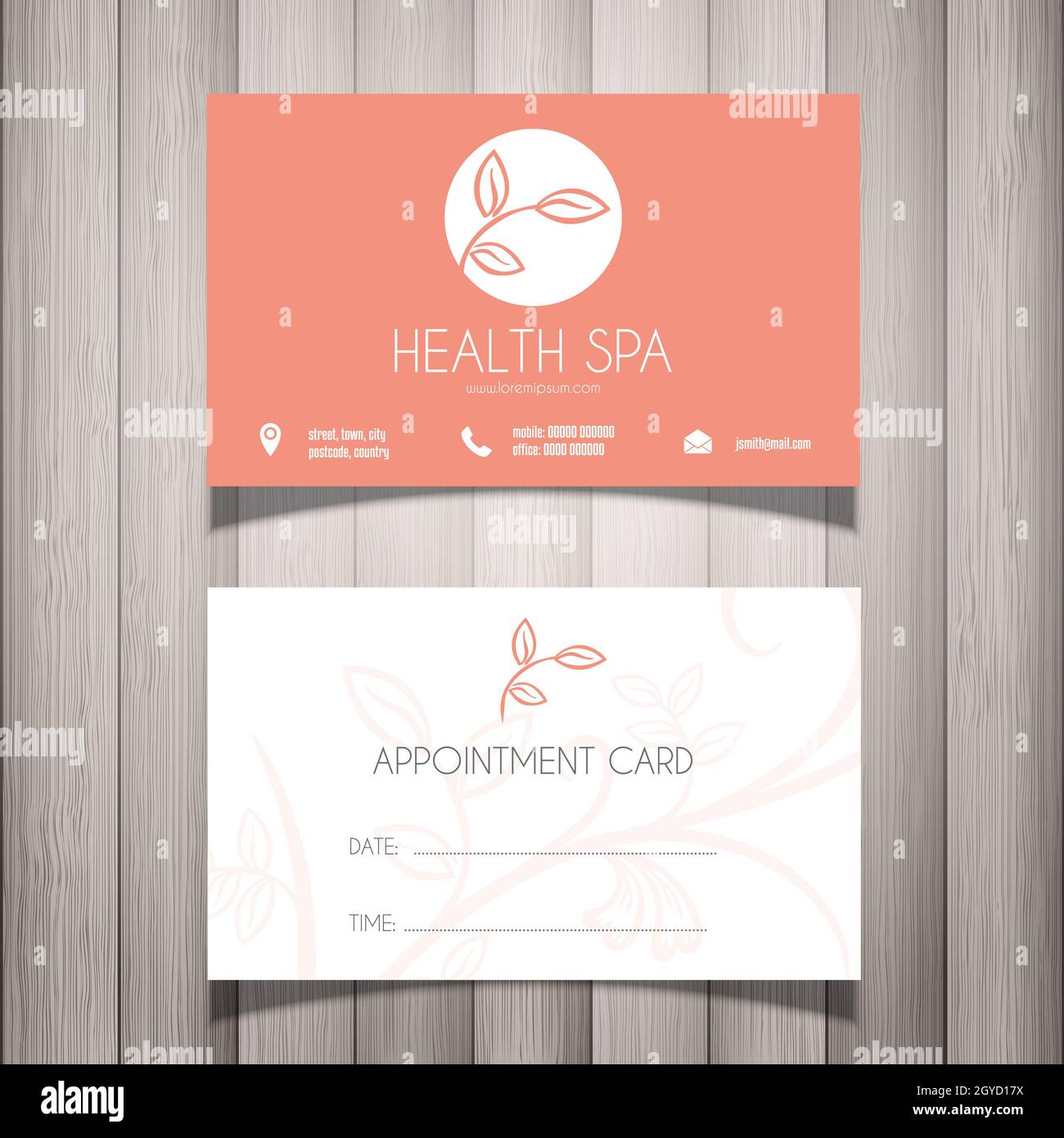 Health Spa or beautician business card / appointment card Stock Photo