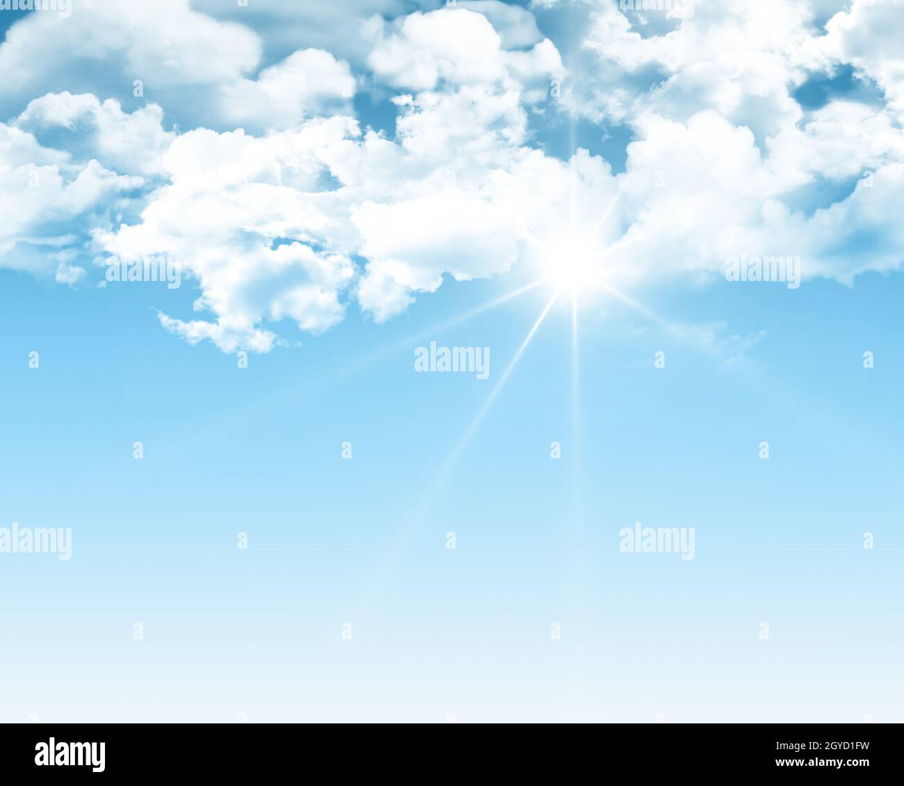 Sunny blue sky background with fluffy white clouds Stock Photo - Alamy