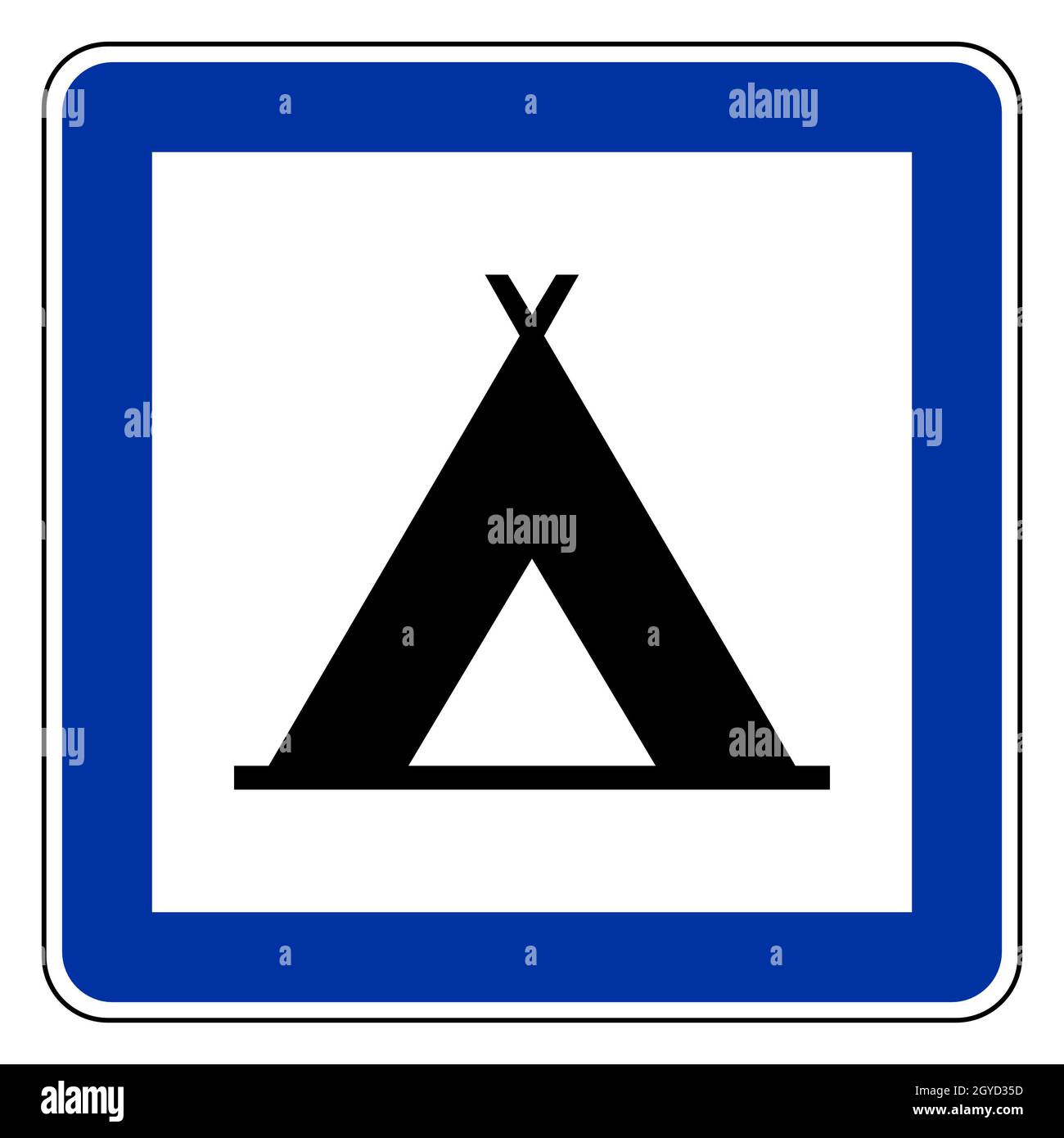 Tent and road sign Stock Photo - Alamy