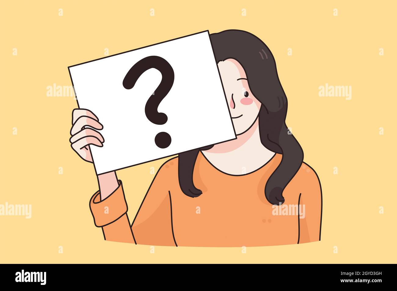 Download woman, question, mark, search, find, scan, customer, service-  Block Line illustrations
