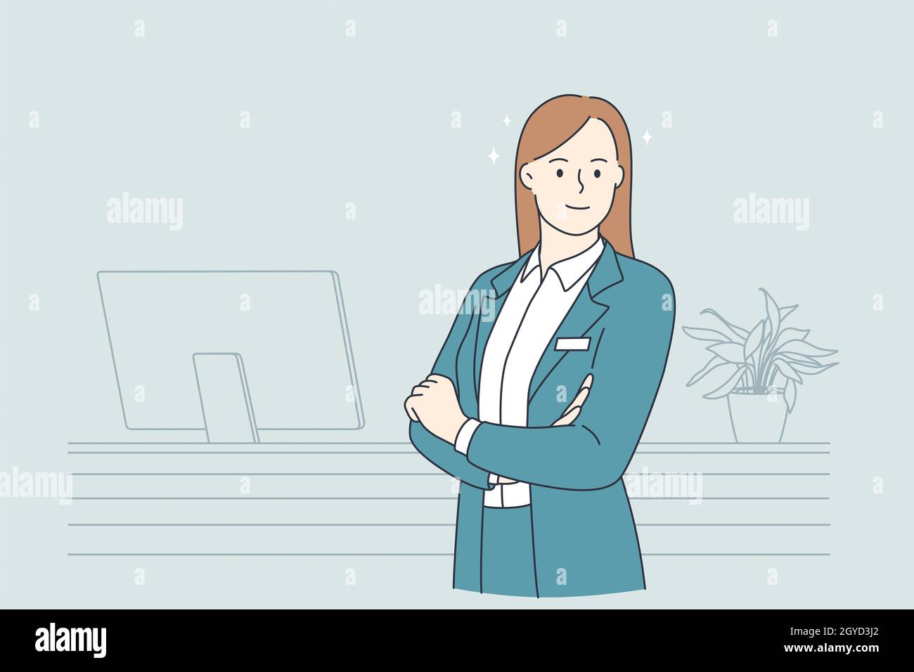 Cartoon illustration woman manager hotel hi-res stock photography and  images - Alamy