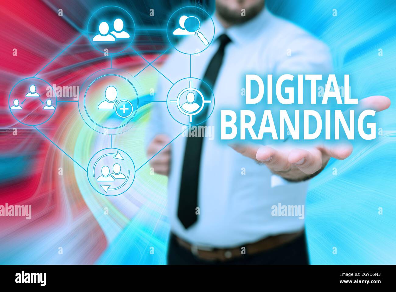 Conceptual caption Digital Branding, Conceptual photo combination of