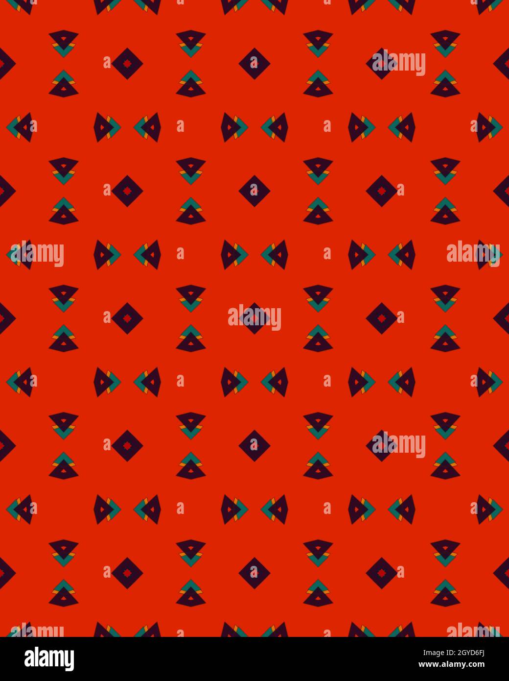 A vertical red background with patterned shapes Stock Photo