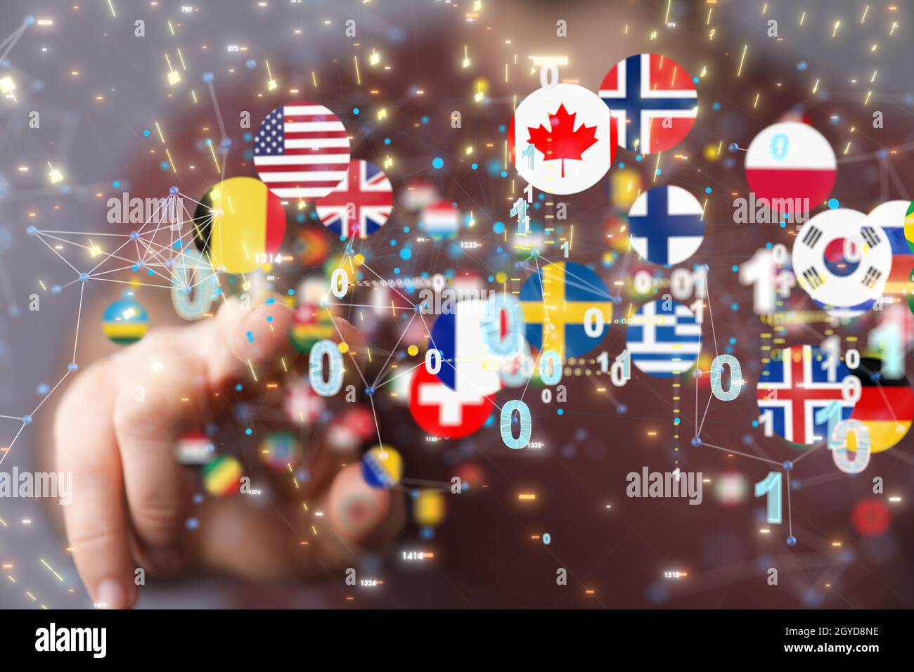 Conceptual wallpaper with floating flags Stock Photo - Alamy