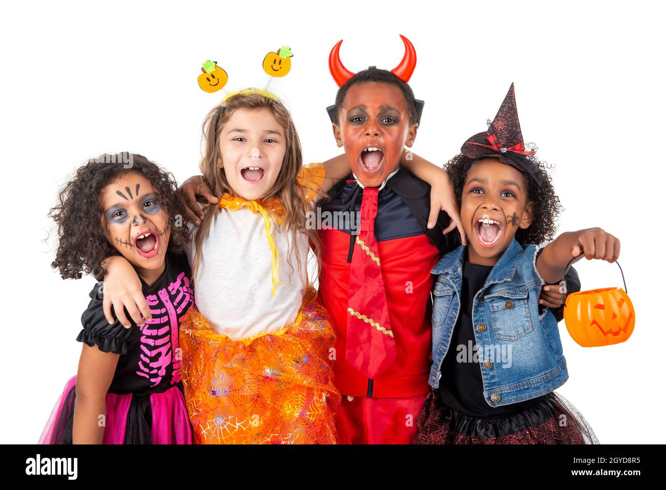 Group of kids in Halloween/Carnaval costumes isolated Stock Photo - Alamy