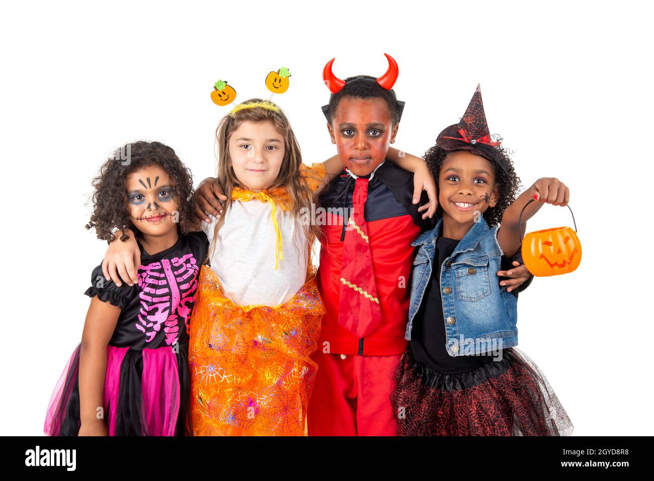 Group of kids in Halloween/Carnaval costumes isolated Stock Photo - Alamy