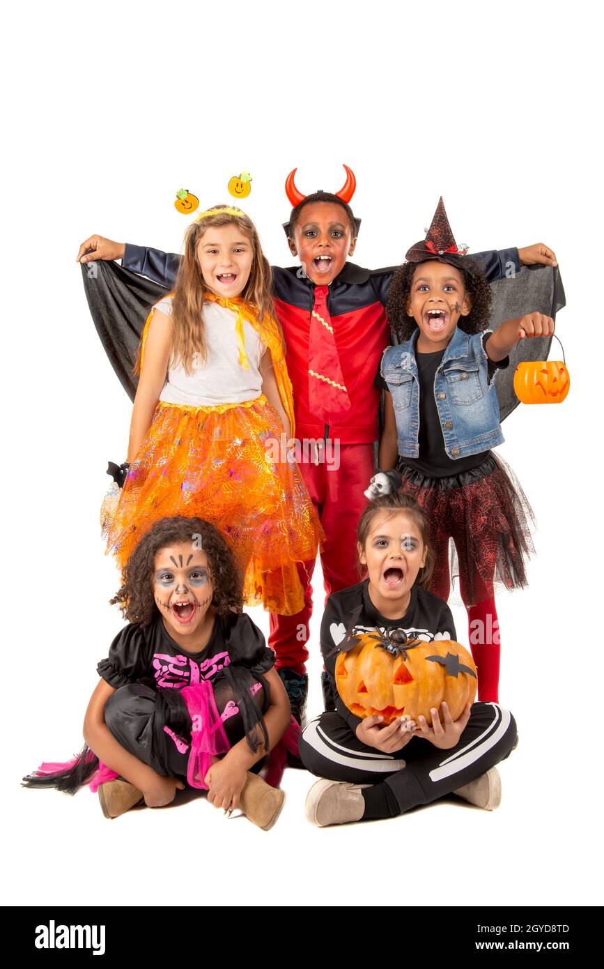 Group of kids in Halloween/Carnaval costumes isolated Stock Photo - Alamy