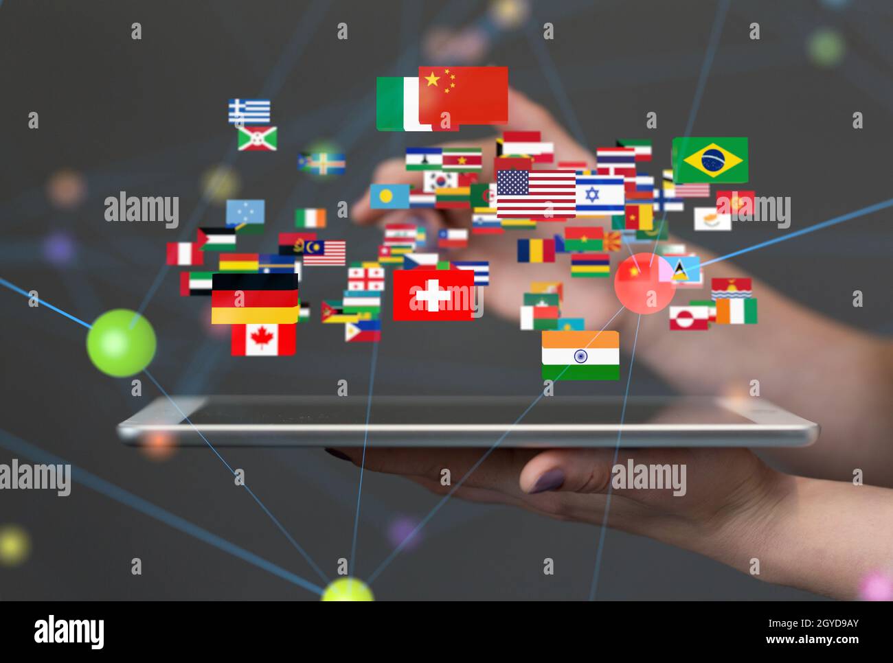Floating Flag Conceptual wallpaper with floating flags Stock Photo - Alamy