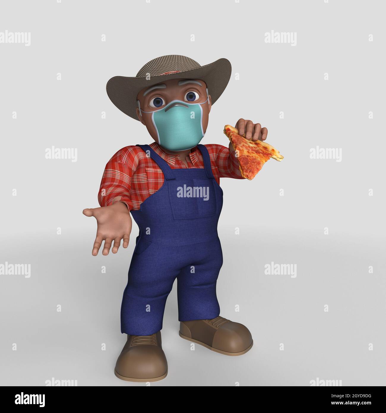 3D Render of Cartoon Farmer Character Stock Photo - Alamy