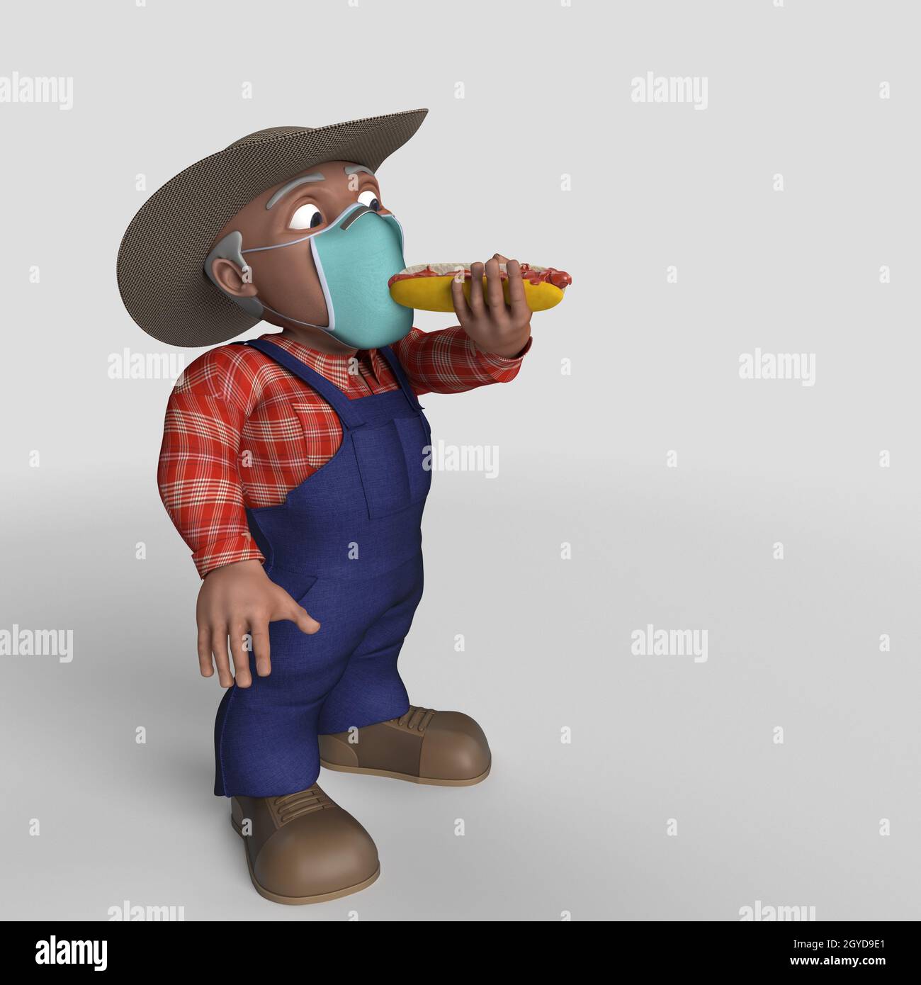 3D Render of Cartoon Farmer Character Stock Photo - Alamy