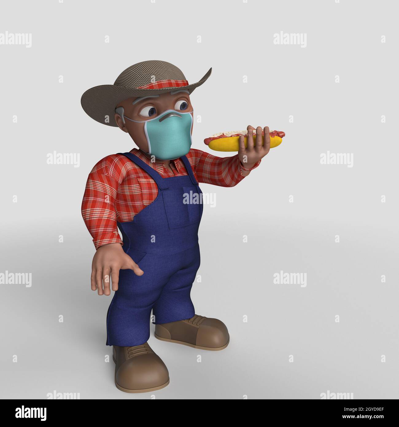 3D Render of Cartoon Farmer Character Stock Photo - Alamy