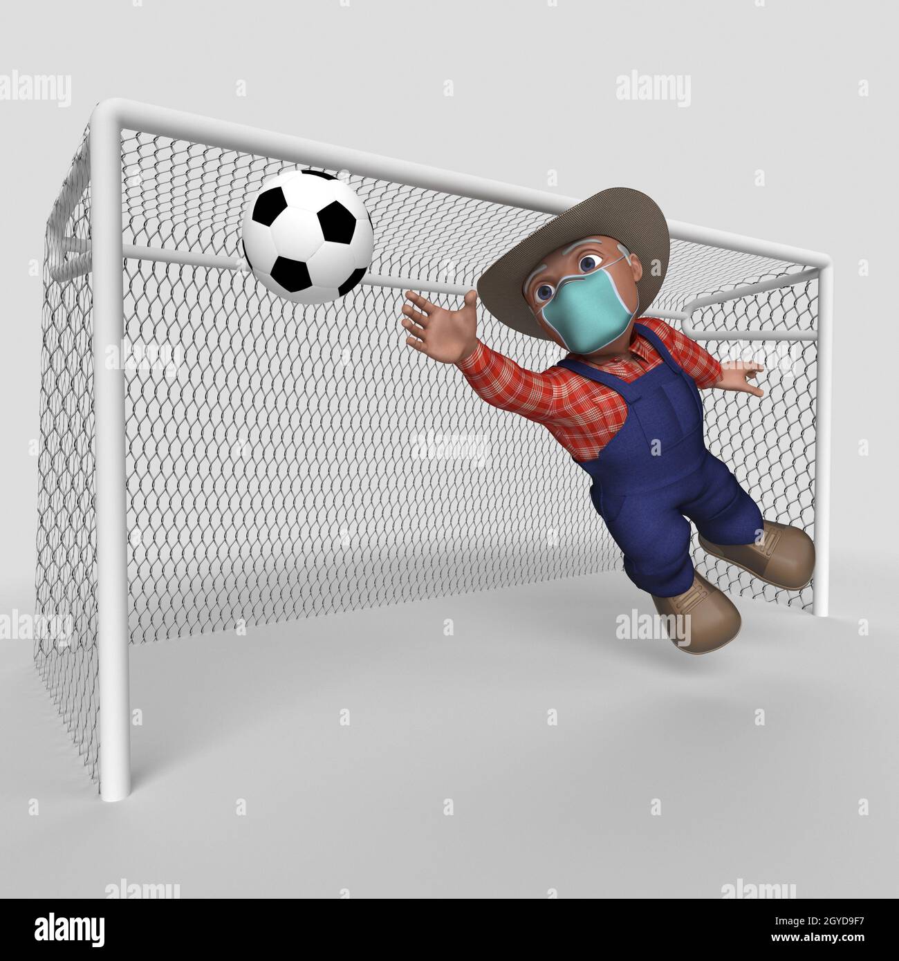 3D Render of Cartoon Farmer Character Stock Photo - Alamy