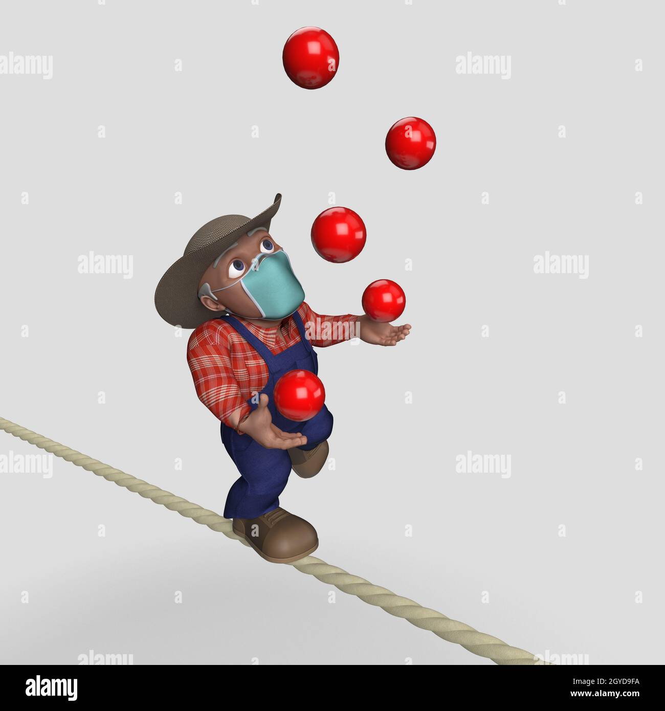 3D Render of Cartoon Farmer Character Stock Photo - Alamy