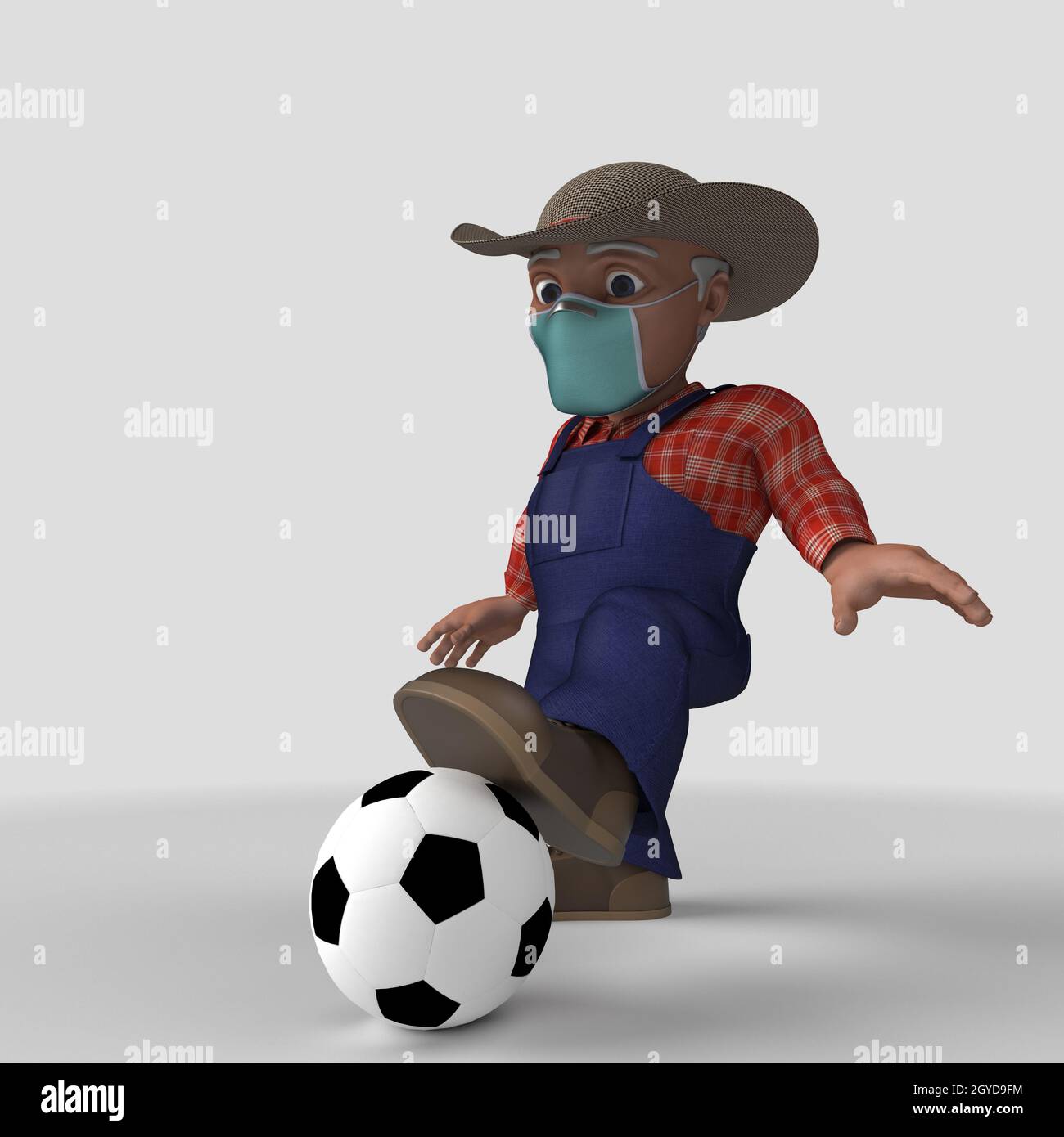 3D Render of Cartoon Farmer Character Stock Photo - Alamy