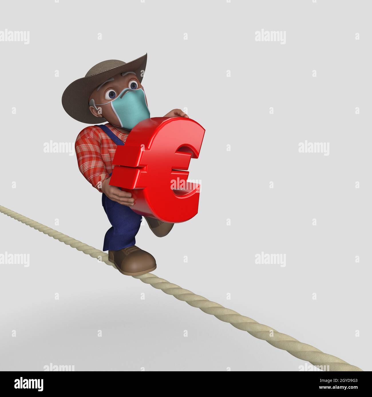 3D Render of Cartoon Farmer Character Stock Photo - Alamy