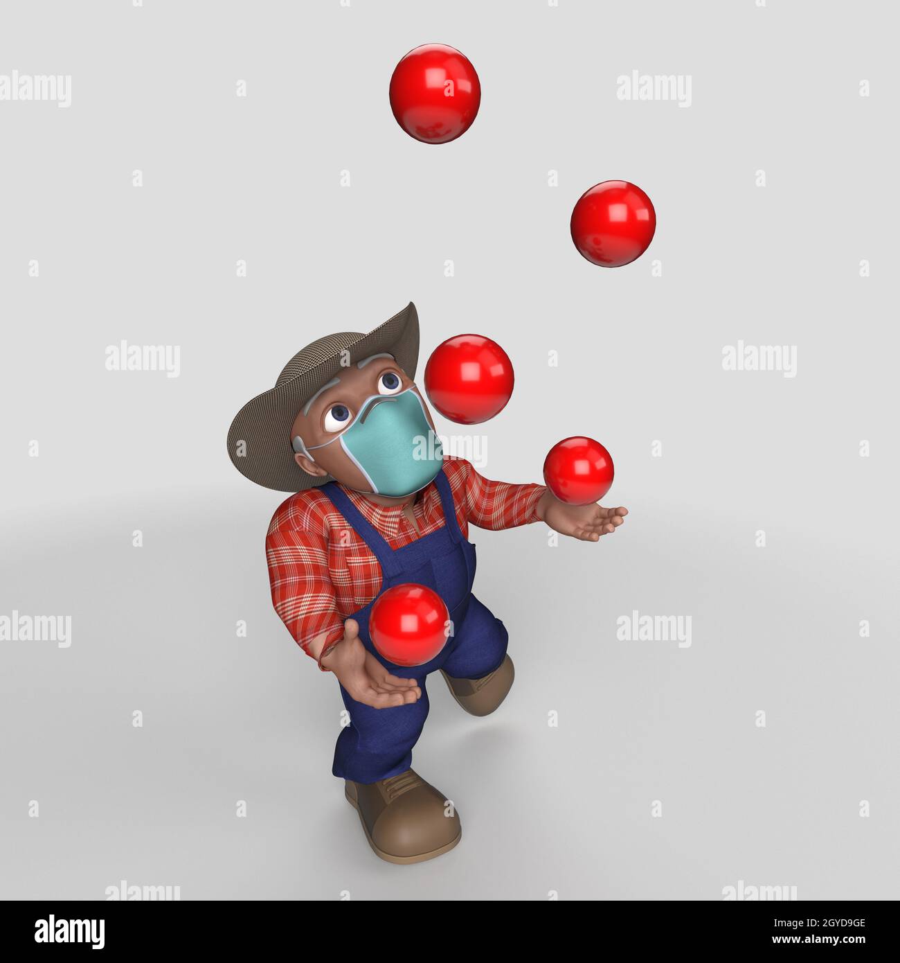 3D Render of Cartoon Farmer Character Stock Photo - Alamy