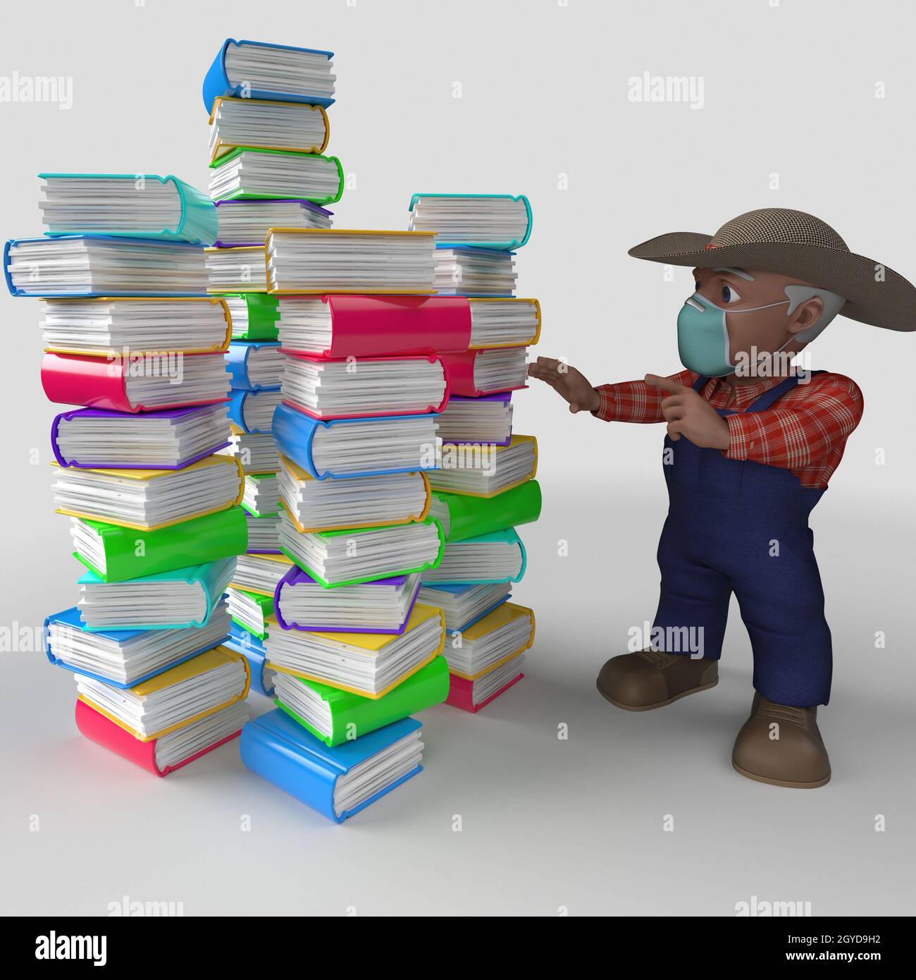 3D Render of Cartoon Farmer Character Stock Photo - Alamy