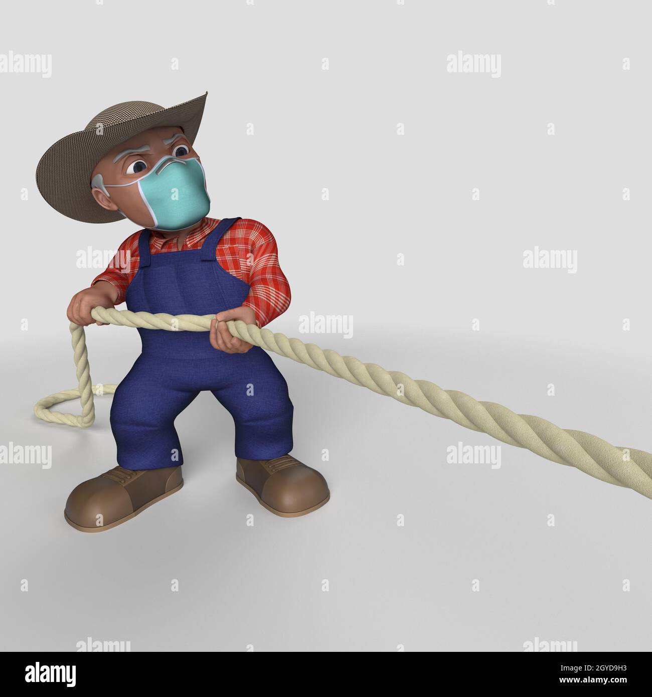 3D Render of Cartoon Farmer Character Stock Photo - Alamy