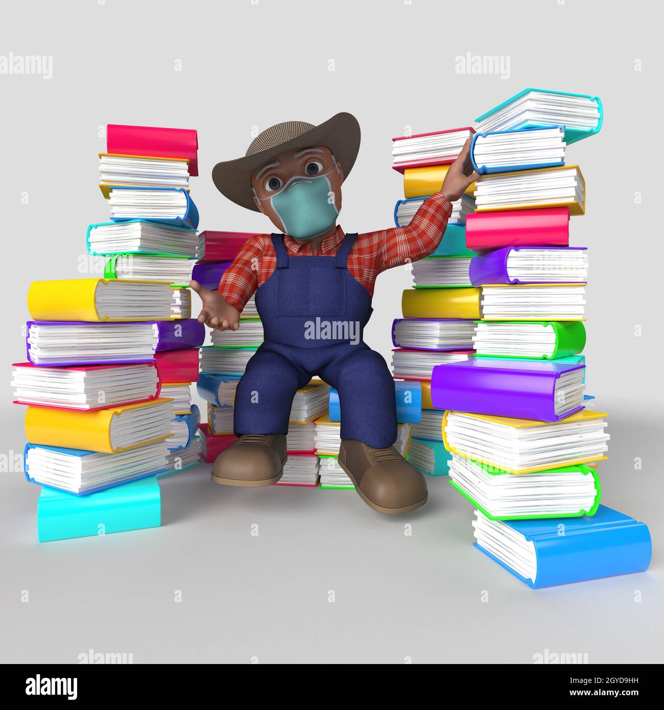 3D Render of Cartoon Farmer Character Stock Photo - Alamy