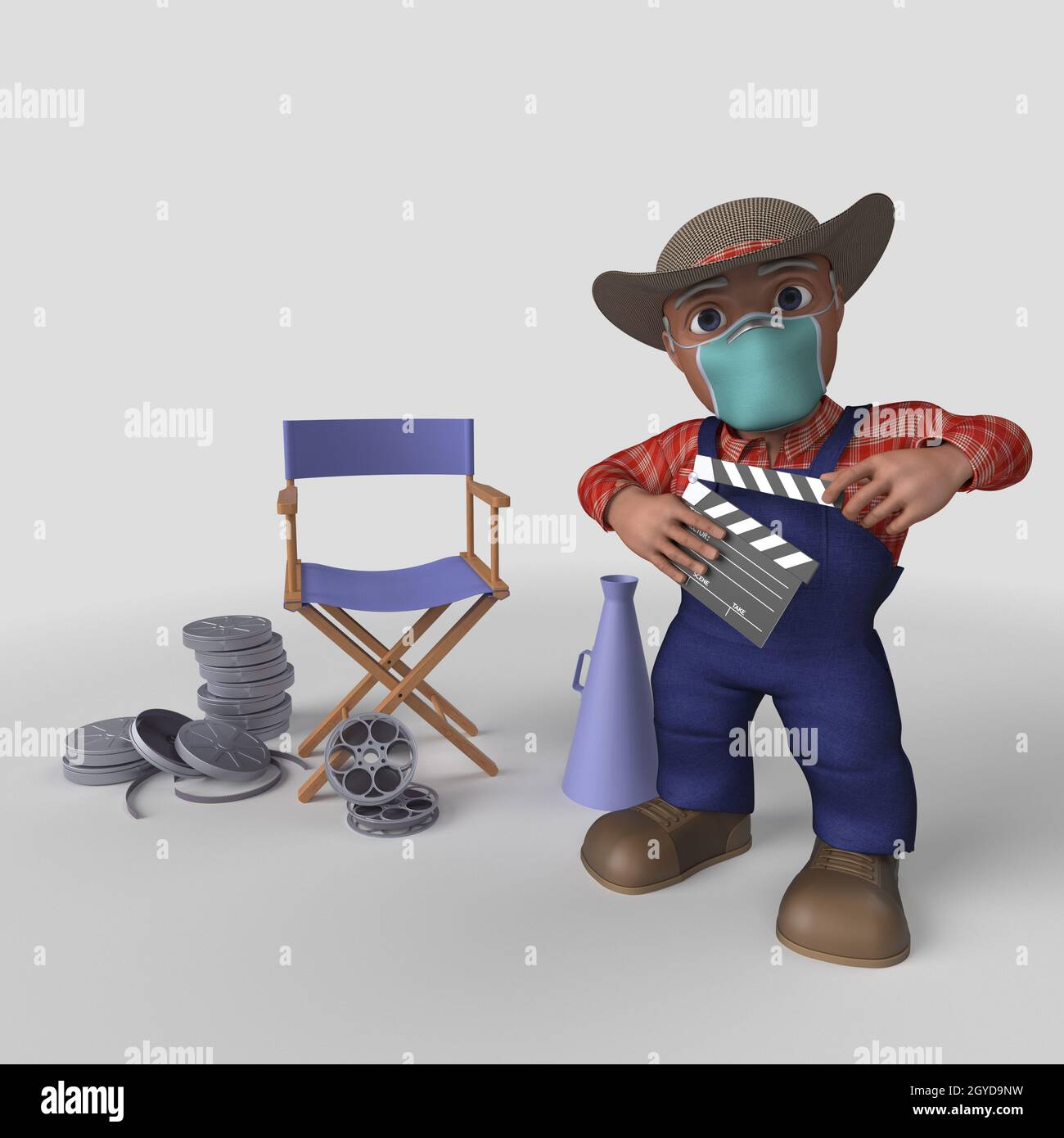 3D Render of Cartoon Farmer Character Stock Photo - Alamy