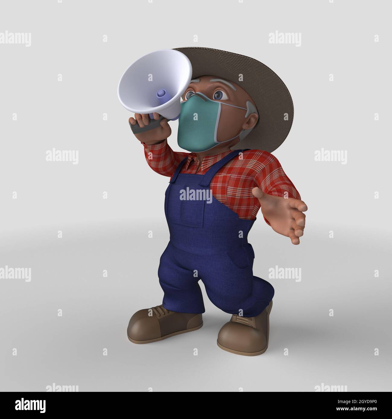 3D Render of Cartoon Farmer Character Stock Photo - Alamy