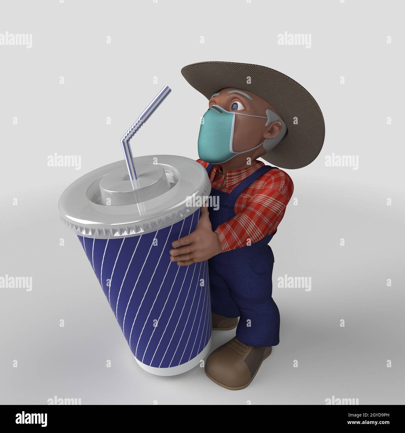 3D Render of Cartoon Farmer Character Stock Photo - Alamy