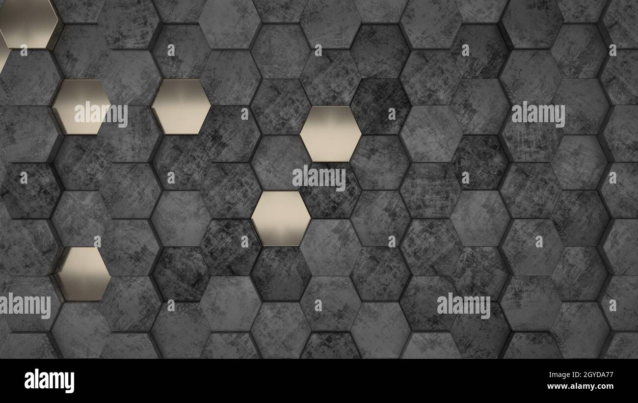 Render of 3D Geometric Abstract Hexagonal Wallpaper Background Stock ...