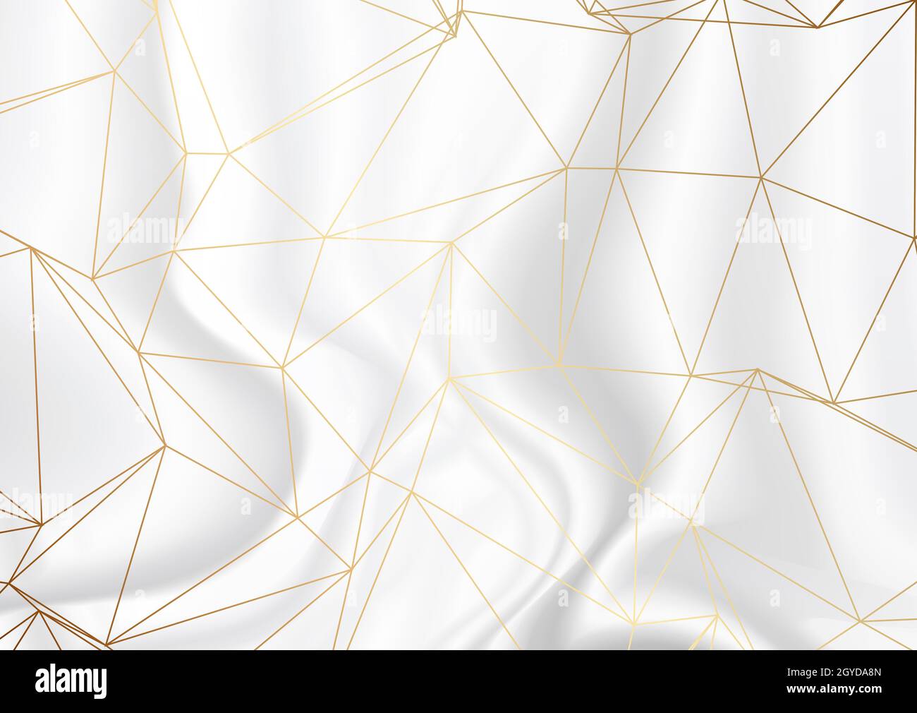 Gold low poly design on a silver marble texture background Stock Photo